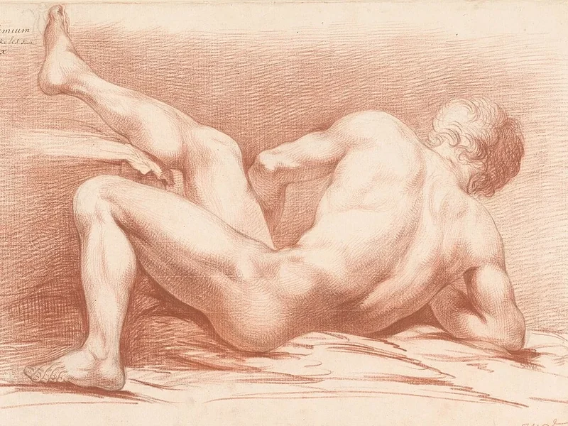 1768-Harmanus Jansz. Vinkeles - Uomo nudo seduto, visto di spalle